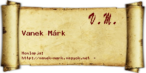 Vanek Márk névjegykártya